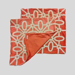 Kim Seybert Coral Cotton Jute Decorative Beaded Pillow Covers, Set of 2, 19x19